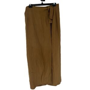 Finity Vintage Silk Wrap Skirt - Size 12 - Brown Midi